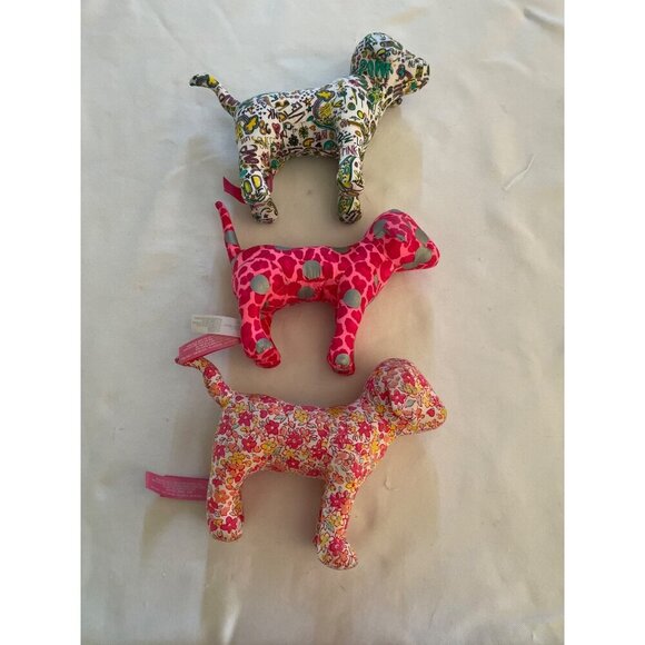 Victorias Secret Pink Stuffed Dog Trio - Floral Leopard & Graffiti Prints - Plus - Picture 2 of 8